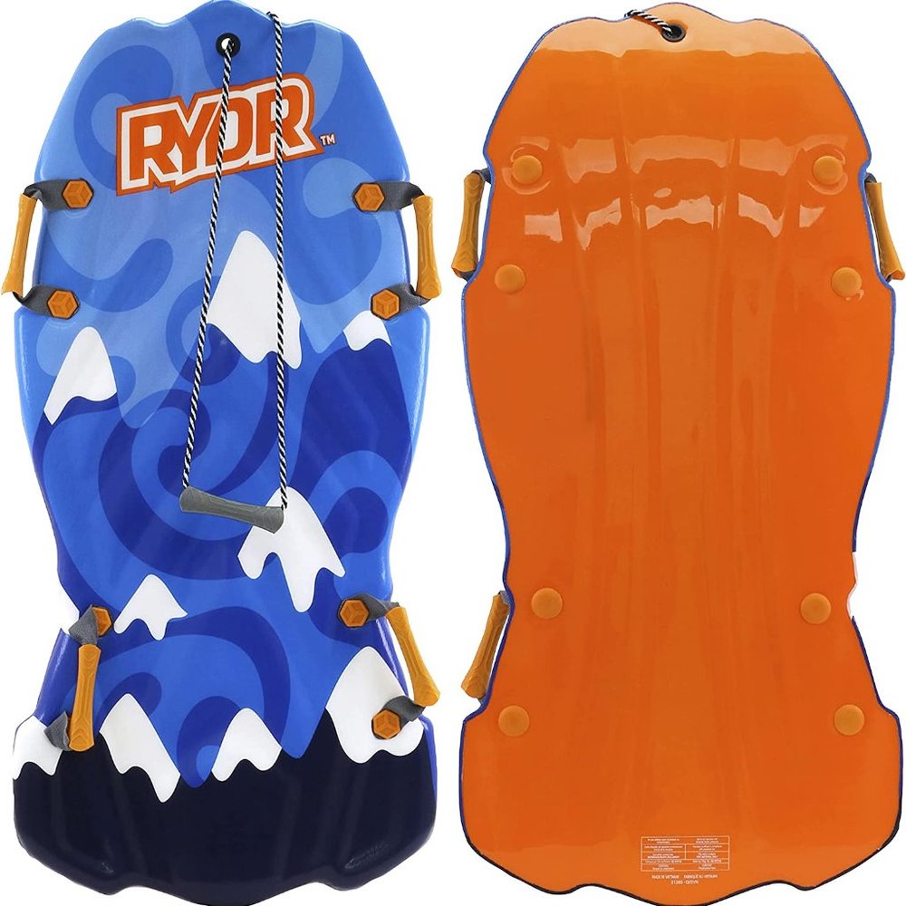 45 Inch Molded Snow Sled (Lime) - Two Riders - Kids Winter Foam Sled - Downhil